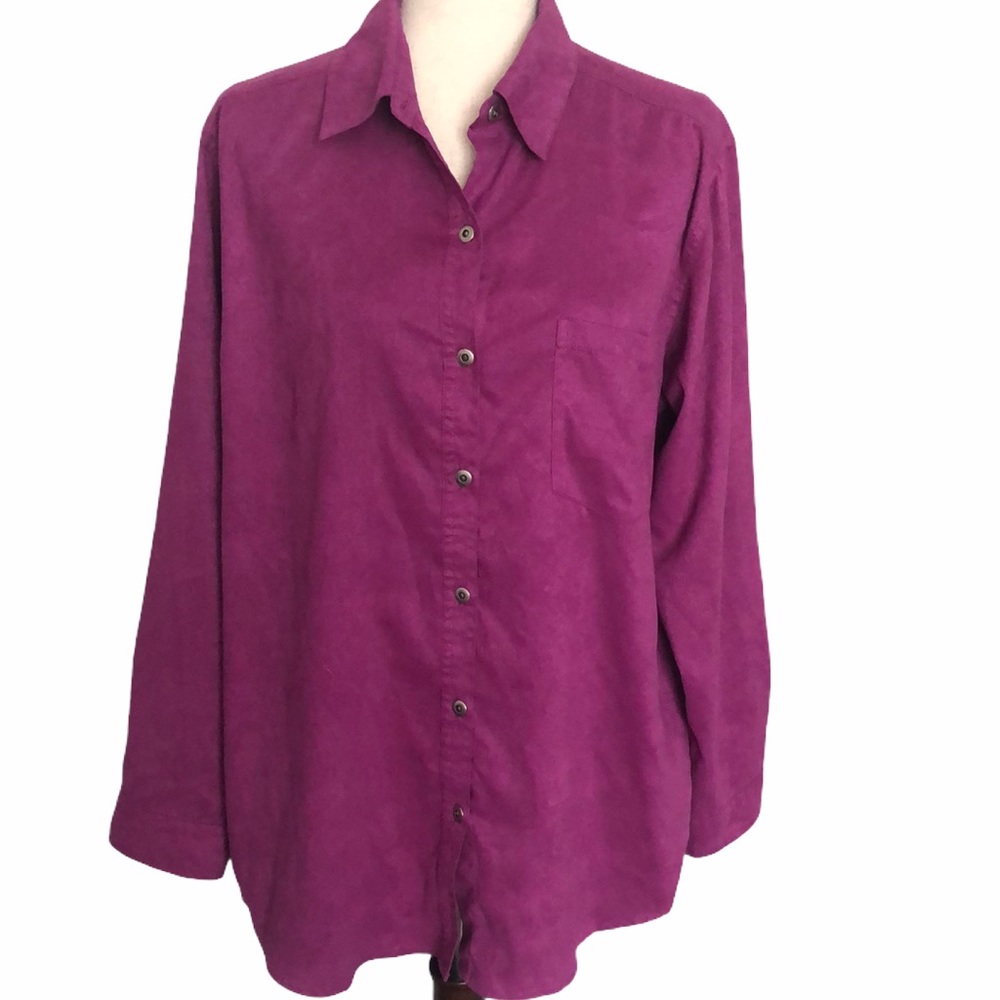 Chico’s Purple Ultra Suede Button Down Shirt
